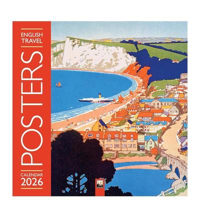 【预售】英文旅行海报 2026年挂历（艺术日历） English Travel Posters Wall Calendar 2026 (Art Calendar)  原版日历 进口图书