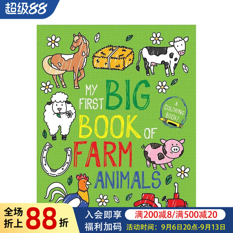 【预售】我的涂色启蒙书：农场动物 My First Big Book of Coloring: Farm Animals 原版英文儿童趣味图片