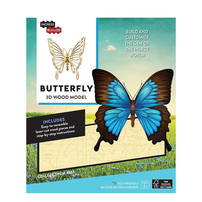 【现货】【神奇制作】蝴蝶套装 【INCREDIBUILDS】BUTTERFLY 3D WOOD MODEL 原版英文儿童趣味图书