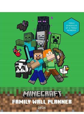 【预售】2026我的世界家族墙历 2026 Minecraft Family Wall Planner 原版日历图书书籍