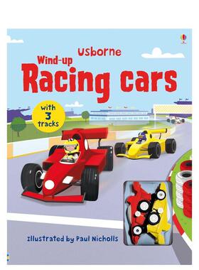 【预售】【扭动发条玩具书】赛车（含3个轨道） 【Wind-up】 racing cars 原版英文儿童趣味图书