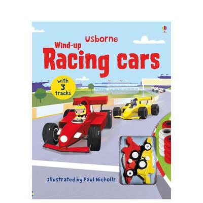 【预售】【扭动发条玩具书】赛车（含3个轨道） 【Wind-up】 racing cars 原版英文儿童趣味图书