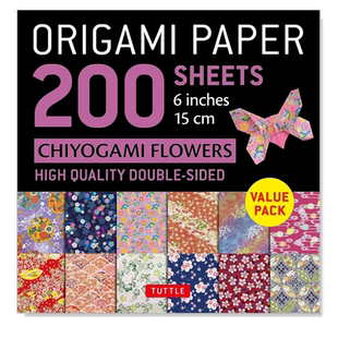 【现货】折纸200张千代纸花 6 英寸(15 厘米) Origami Paper 200 sheets Chiyogami Flowers 6