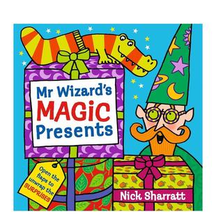 魔法礼物 Sharratt 英文儿童绘本 魔法师先生 售 Presents Wizard 预 进口图书 原版 绘本大师Nick Magic