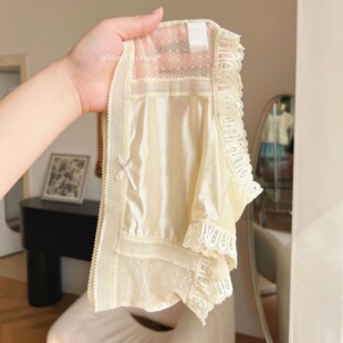 绸缎面中高腰网纱透气无痕包臀短裤 女大码 纯棉裆 纯欲性感内裤 法式