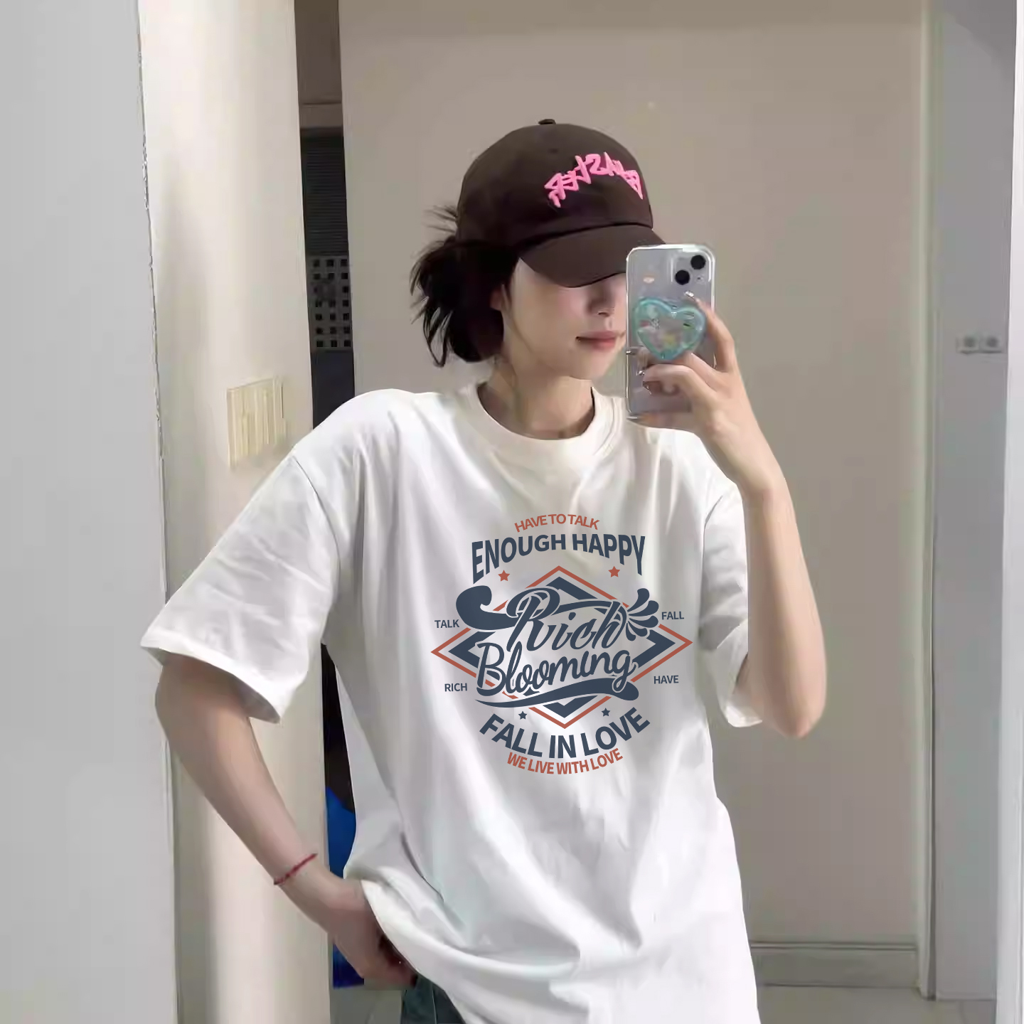 纯棉印花短袖t恤女宽松夏