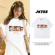 正肩半袖 jktee卡通公主白色短袖 t恤女纯棉宽松原宿风夏季 体恤上衣