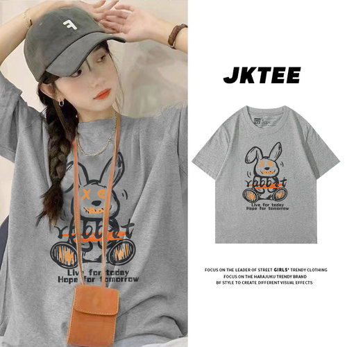 纯棉印花短袖t恤女宽松夏