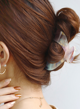 日本本土ane mone温柔人鱼色珠光抓夹鲨鱼夹后脑勺气质盘发夹