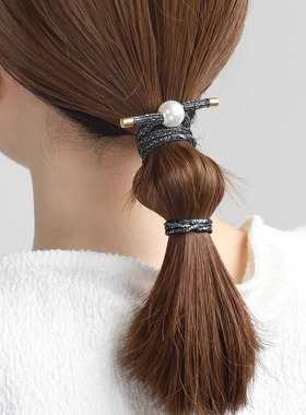 日本本土Ane mone新款珍珠发绳女简约扎头发绳减龄丸子头皮筋