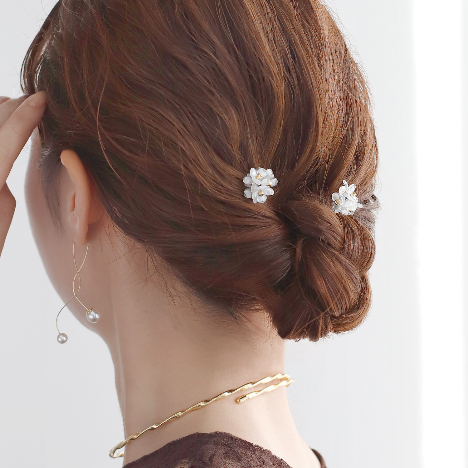 日本本土代购ane mone现代简约U型花瓣发簪发钗丸子盘发头簪2个装