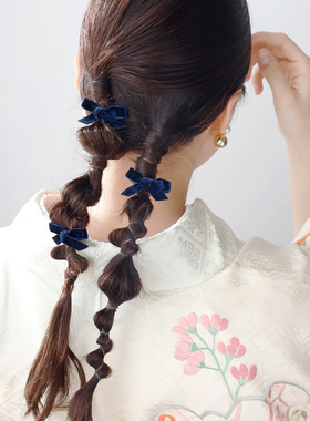 日本本土ane mone甜美少女发夹黑色小蝴蝶结边夹刘海夹3支装