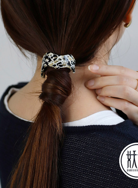 日本本土ane mone复古豹纹不规则波浪半圆发圈头绳扎发皮筋女