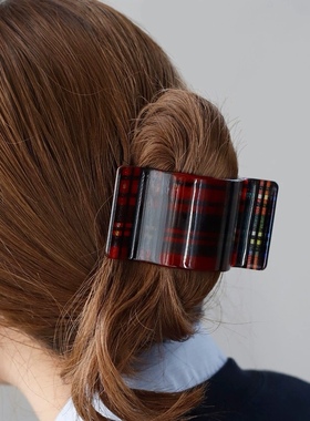 日本本土Ane mone格纹抓夹后脑勺时尚气质新款女鲨鱼夹盘发夹