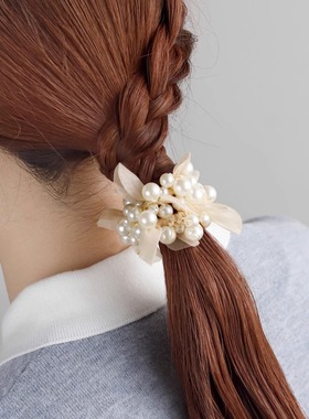 日本本土Ane mone日系珍珠发圈高级感弹力头绳橡皮筋女扎头发