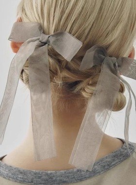 日本本土代购Goldy蝴蝶结发夹女长丝带弹力发夹高马尾头饰套装2个