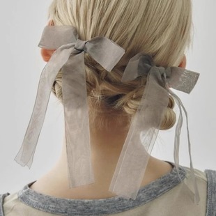 日本本土Goldy蝴蝶结发夹女长丝带弹力发夹高马尾头饰套装2个