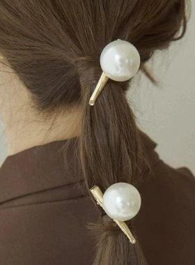 日本本土代购GOLDY马尾鸭嘴发夹金属亮闪珍珠碎发夹一字夹套装2个