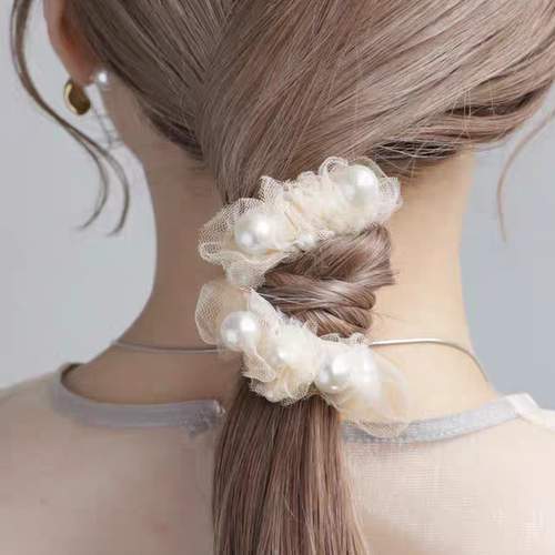 Anemone发圈女网纱珍珠大肠发圈