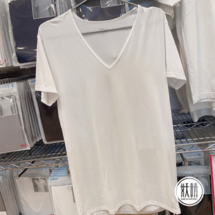 日本本土UNIQLO优衣库airism接触男冷感V领防臭快干休闲短袖