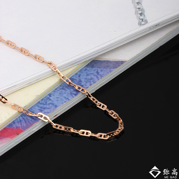 18K金黄金白金玫瑰金日字项链