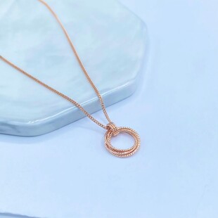 弥高珠宝18k玫瑰金黄金白金多层圆环吊坠时尚女士项链套链
