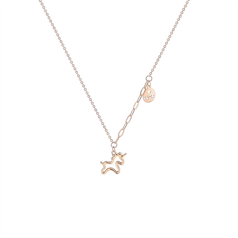 弥高18K玫瑰金黄金幸运独角兽吊坠k金女式素金调节项链锁骨链,珠宝/钻石/翡翠,颈饰,淘宝优惠券,粉丝福利购,淘宝优惠卷