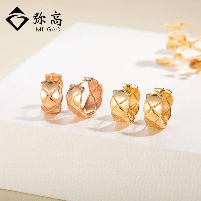 弥高耳环耳扣耳饰几何菱纹