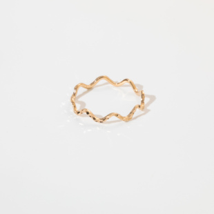 弥高18K正品玫瑰金大波浪k金戒子女式素金戒指送礼尾戒指环