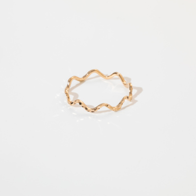 弥高18K正品玫瑰金大波浪k金戒子女式素金戒指送礼尾戒指环