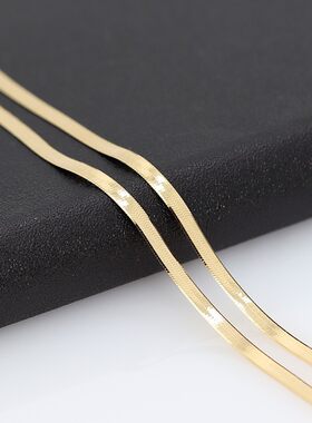 18k玫瑰白金刀片编织项链