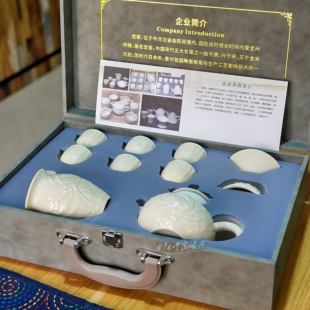 曲阳秋鸿定瓷整套茶具定窑高温白瓷荷花莲瓣茶具套装中式现代风格