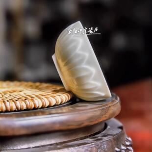 定瓷茶具茶盏定窑白瓷莲瓣普洱客杯主人杯现代简约曲阳原产地茶杯