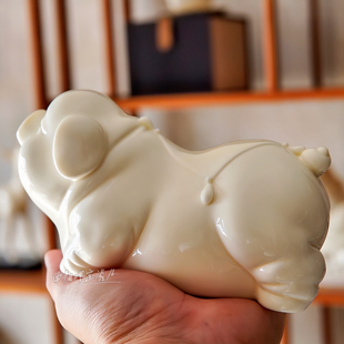 曲阳秋鸿定瓷家居饰品定窑高温釉白瓷生肖猪装饰摆件中式现代风格