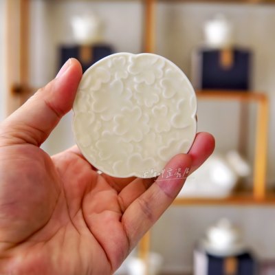 秋红定瓷茶具定窑白瓷杯垫杯托儿