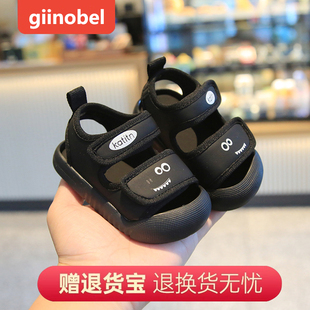 子防水沙滩鞋 夏天男宝宝软底包头凉鞋 一岁女婴幼儿轻便防滑学步鞋