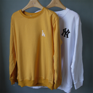 潮款 宽松时尚 上衣全棉 休闲纯棉卫衣刺绣圆领长袖 外贸单男女款