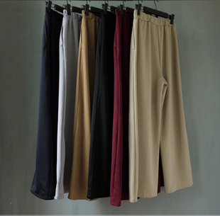 女款春秋长裤阔腿裤宽松休闲高腰大腿裤子松紧腰垂感