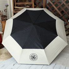日系山茶花三折叠黑胶防晒防紫外线全自动晴雨伞女两用男遮太阳伞