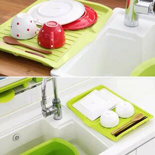 Kitchen Plastic Dish Drainer Tray Large Sink Drying Rack