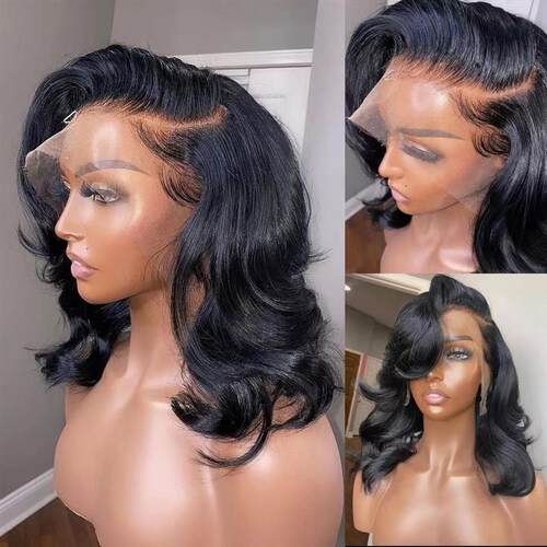 Body Wave Short Bob Wigs Brazilian HD Transparent Lace Front