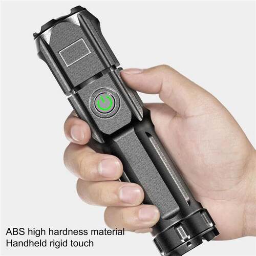 ABS Outdoor Flashlight Strong Bright USB Rechargeable Adjust