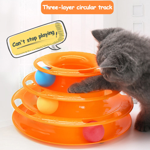 Interactive Tower Cat Toy Turntable Roller Balls Toys for