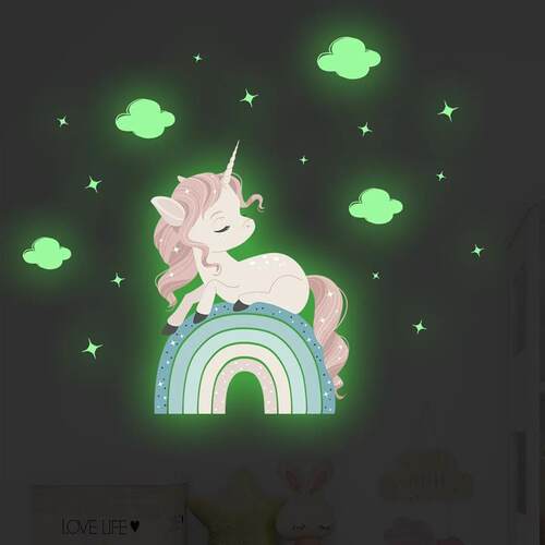 Luminous Giraffe Wallpaper Baby Room Wall Stickers Cartoon W