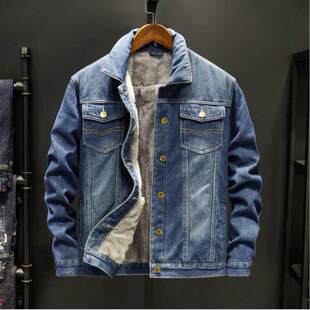denim jacket coat winter 夹克男 jeans thicken warmth Men man