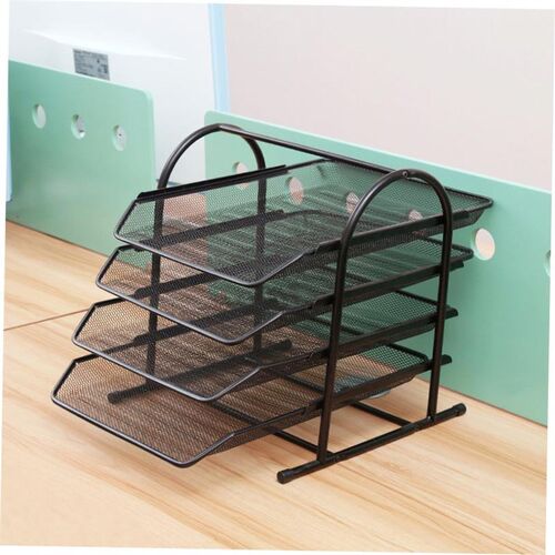 Metal iron mesh three-layer file tray drawer type file rack