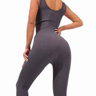 欧美瑜伽连身服新款 高弹连体衣性感瑜伽塑身衣收腹提臀阔腿连体裤