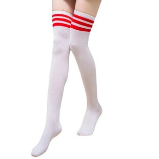 Striped Thi Black Socks Long Women Red Wine White 60cm About