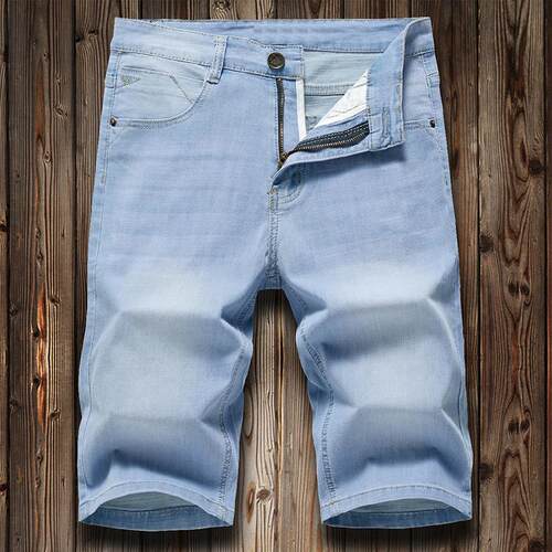 Summer New Mens Denim Shorts Classic Black Blue Thin Sectio