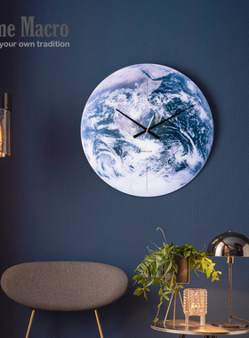 荷兰KARLSSON新款地球挂钟北欧简约现代轻奢风客厅大尺寸时钟墙饰